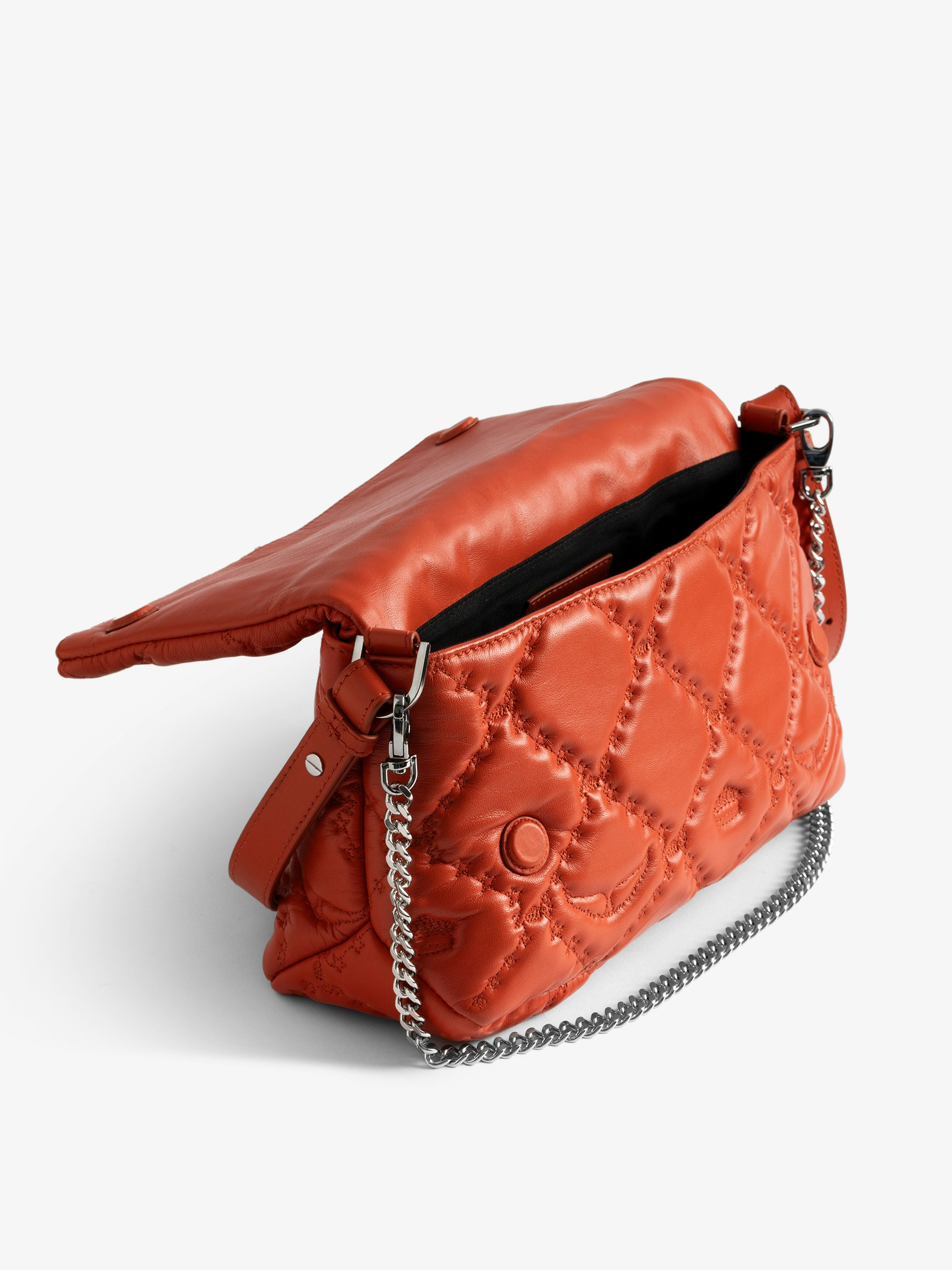 Rocky II Quilted Monogram Bag - Smooth quilted leather bag with monogram shoulder strap, chain, and signature wings.